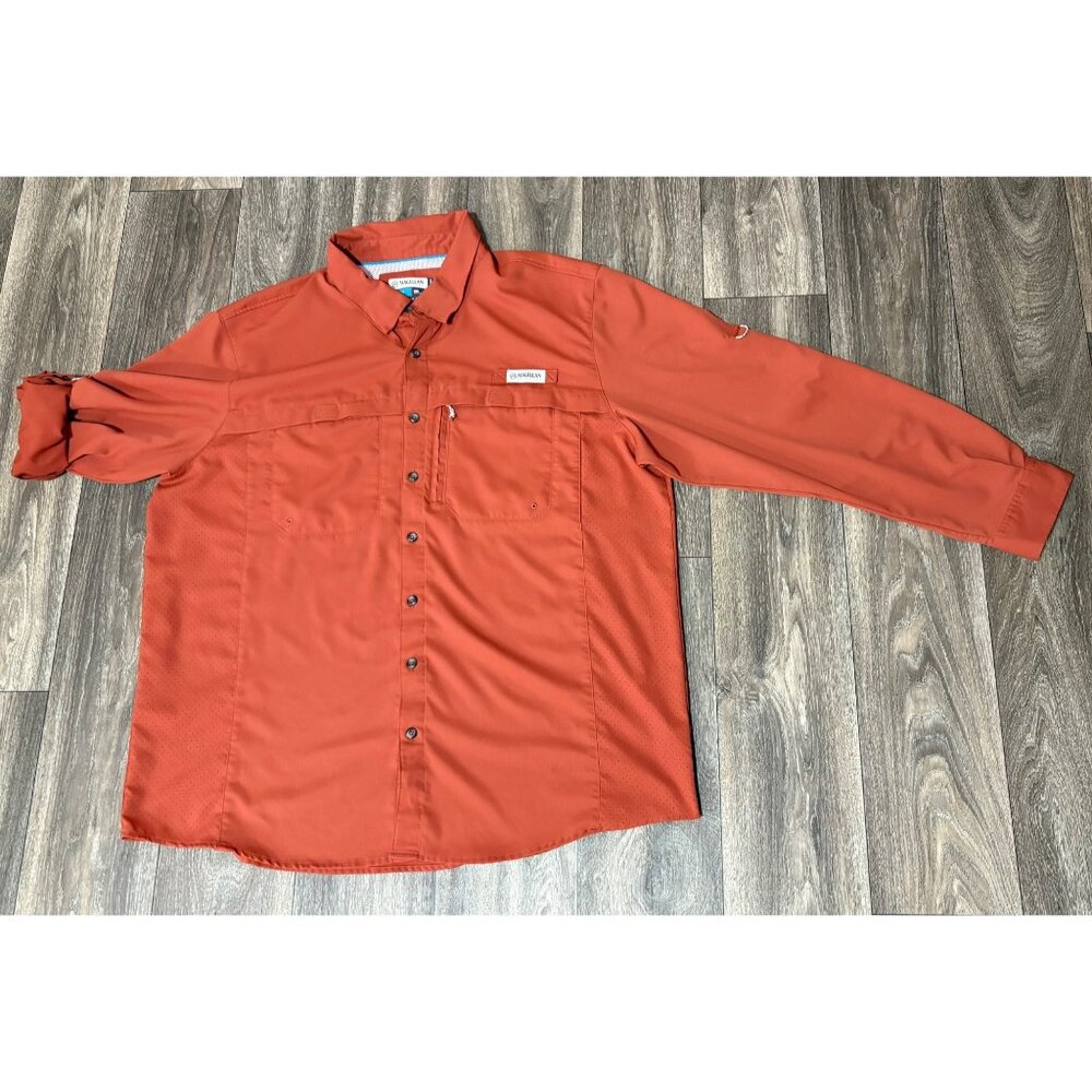 MAGELLAN MENS OUTDOOR SHIRT ROLL TAB SLEEVE 2XL FISHING GEAR BURNT ORANGE
